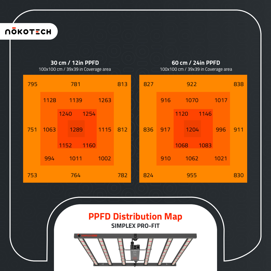 Simplex PRO-FIT PPFD distribution map